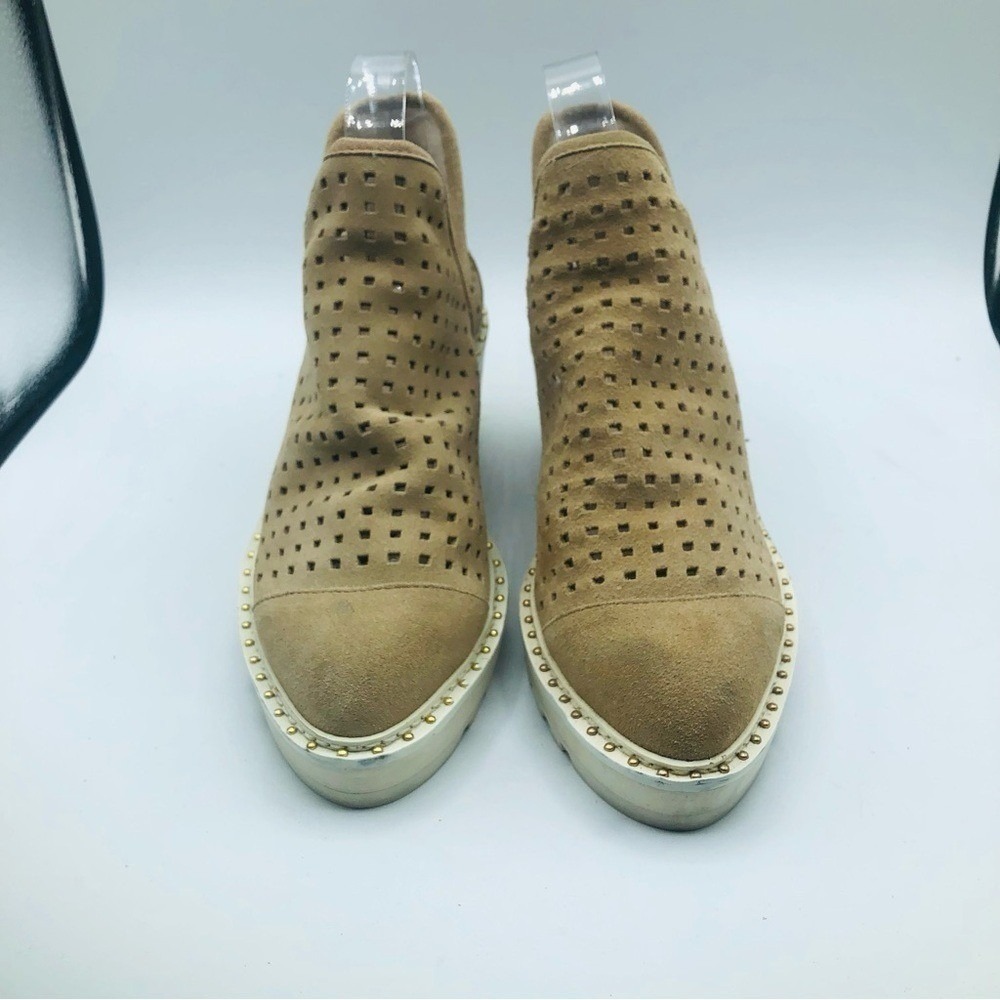 Cecelia‎ Warm Sand Suede Laser-cut Booties Size 6.5 - Picture 2 of 11